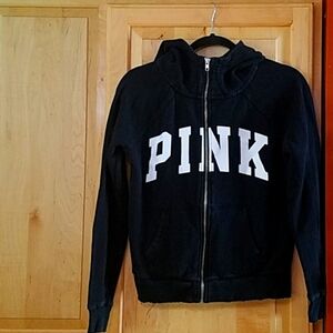 PINK Victoria Secret  Logo Full Zip Up Sweatshirt Hoodie Jacket sz SP